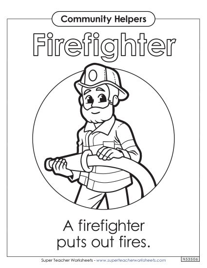 Anchor Chart / Coloring Pages - Firefighter (Printable PDF Worksheet)