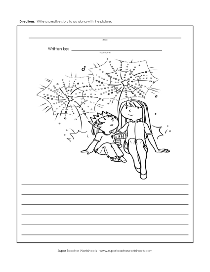 Writing Story Pictures - Fireworks (Printable PDF Worksheet)