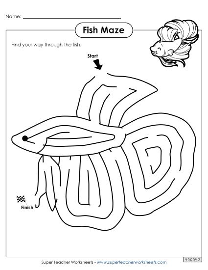 Easy - Fish Maze - Easy (Printable PDF Worksheet)