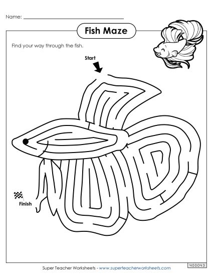 Medium - Fish Maze - Medium (Printable PDF Worksheet)
