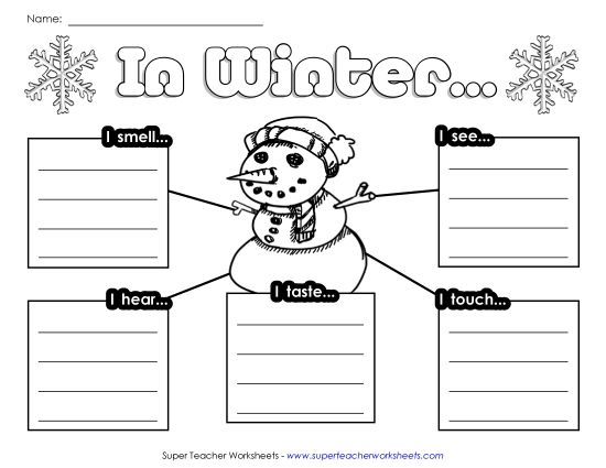 Graphic Organizers - Five Senses: Winter Web (Printable PDF Worksheet)