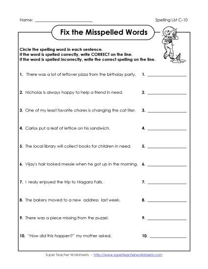 Worksheets - Fix the Mistakes (C-10) (Printable PDF Worksheet)