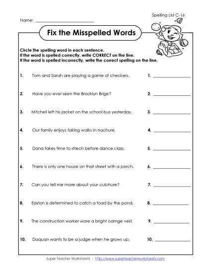 Worksheets - Fix the Mistakes (C-16) (Printable PDF Worksheet)