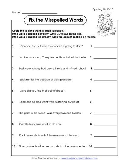 Worksheets - Fix the Mistakes (C-17)  (Printable PDF Worksheet)
