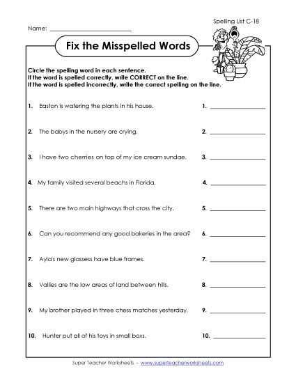 Worksheets - Fix the Mistakes (C-18) (Printable PDF Worksheet)