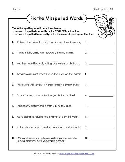 Worksheets - Fix the Mistakes (C-20) (Printable PDF Worksheet)