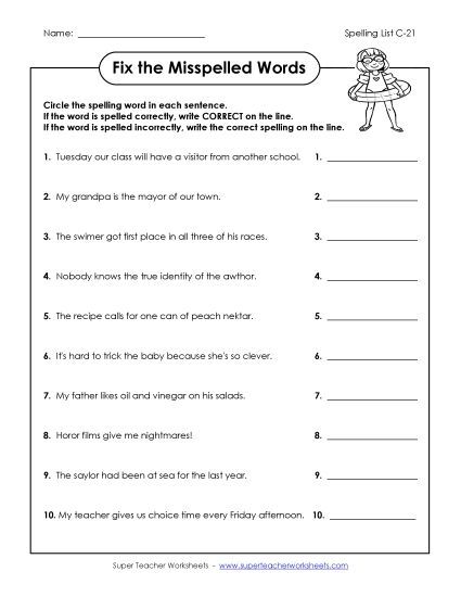 Worksheets - Fix the Mistakes (C-21) (Printable PDF Worksheet)