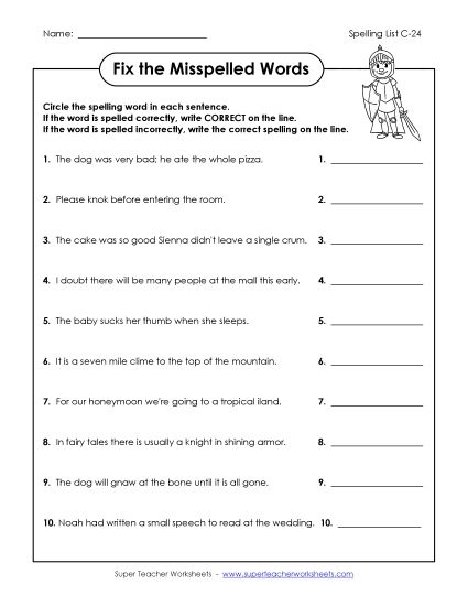 Worksheets - Fix the Mistakes (C-24) (Printable PDF Worksheet)