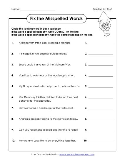 Worksheets - Fix the Mistakes (C-29)  (Printable PDF Worksheet)