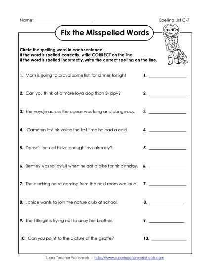 Worksheets - Fix the Mistakes (C-7) (Printable PDF Worksheet)