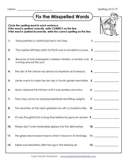 Worksheets - Fix the Mistakes (D-19) (Printable PDF Worksheet)
