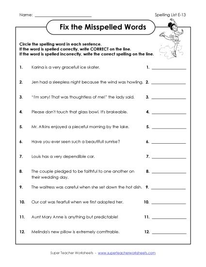 Printable Worksheets - Fix the Mistakes (E-13) (Printable PDF Worksheet)