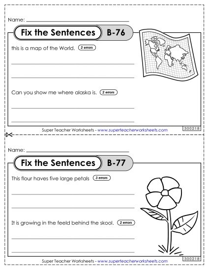 Fix the Sentences B-76 through B-80 (Printable PDF Worksheet)