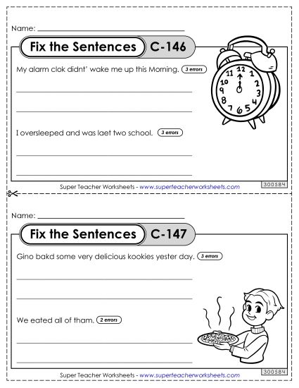 Fix the Sentences C-146 through C-150 (Printable PDF Worksheet)