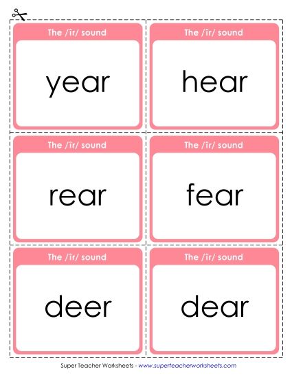 Flash Cards & Word Wheels - Flash Cards: /îr/ as in Deer & Hear (Printable PDF Worksheet)