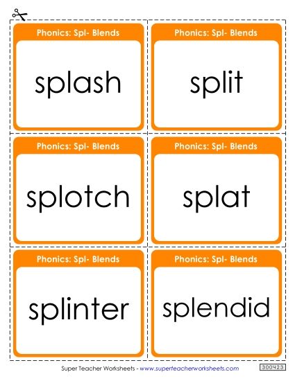 Flashcards, Sliders, and Word Wheels - Flash Cards (Spl- Words) (Printable PDF Worksheet)