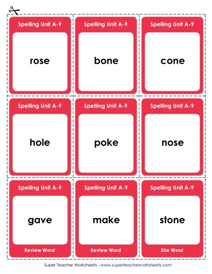 Flashcards, Word Wheel, and Slider - Flashcards (A-9) (Printable PDF Worksheet)
