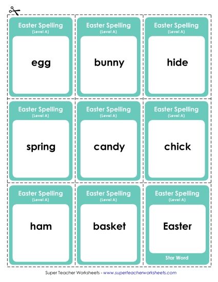 Flashcards, Word Wheel, and Slider - Flashcards (A-Easter)  (Printable PDF Worksheet)