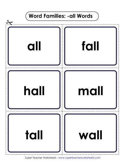 Word Slider, Flashcards, and Word Wheel - Flashcards (-all) (Printable PDF Worksheet)