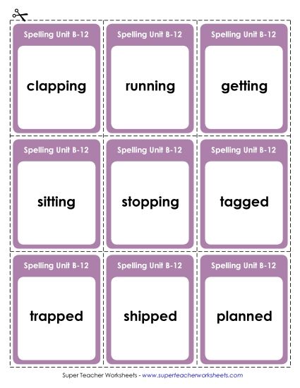 Flashcards, Word Wheel, and Slider - Flashcards (B-12) (Printable PDF Worksheet)