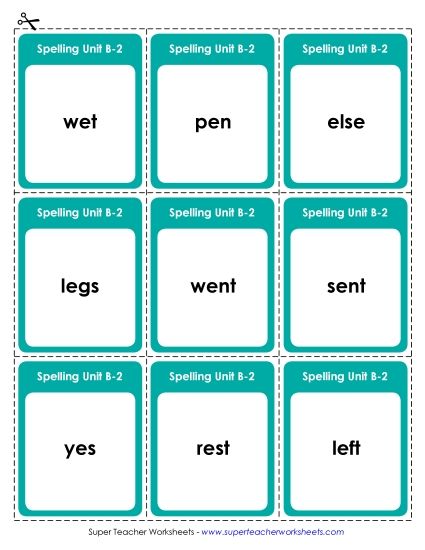 Flashcards, Word Wheel, and Slider - Flashcards (B-2) (Printable PDF Worksheet)