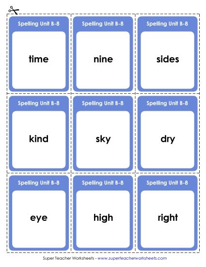 Flashcards, Word Wheel, and Slider - Flashcards (B-8) (Printable PDF Worksheet)