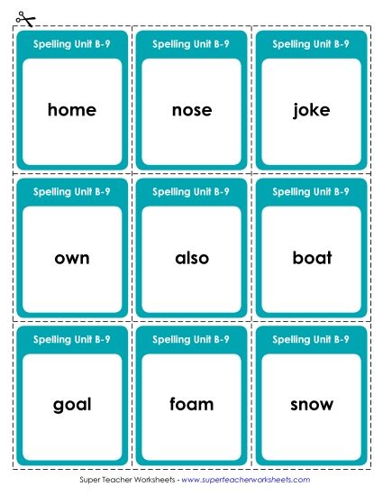 Flashcards, Word Wheel, and Slider - Flashcards (B-9) (Printable PDF Worksheet)