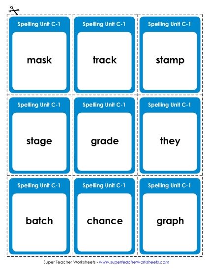 Flashcards and Word Wheel - Flashcards (C-1) (Printable PDF Worksheet)
