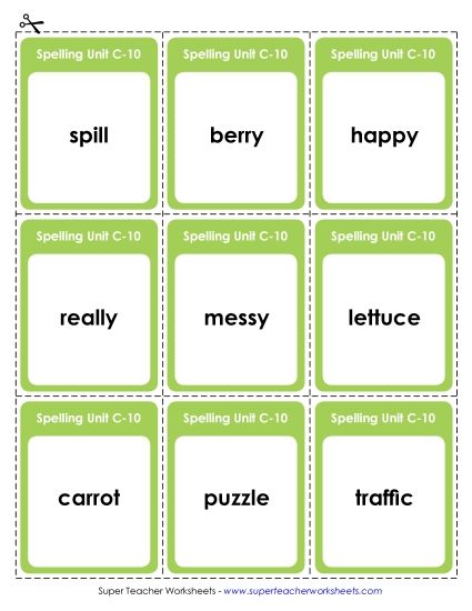 Flashcards and Word Wheel - Flashcards (C-10) (Printable PDF Worksheet)