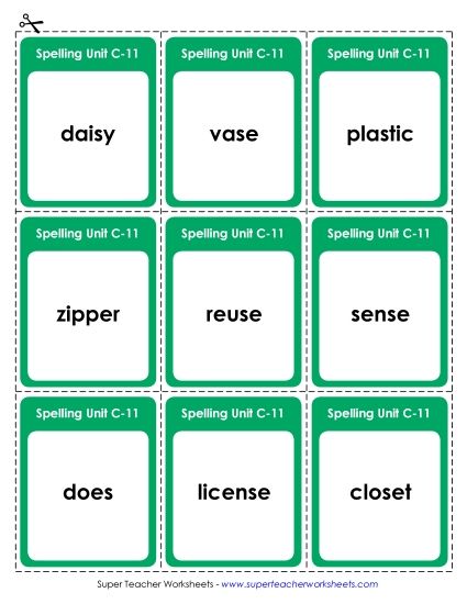 Flashcards and Word Wheel - Flashcards (C-11) (Printable PDF Worksheet)