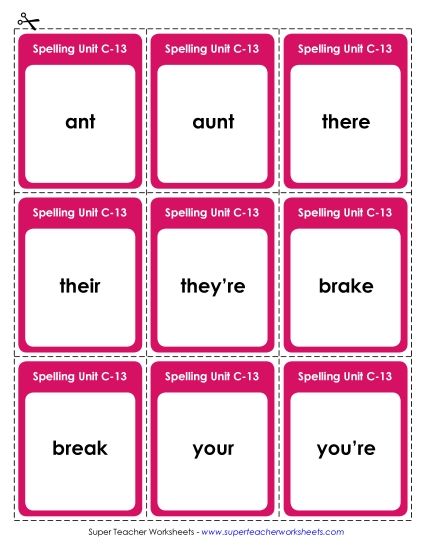 Flashcards and Word Wheel - Flashcards (C-13) (Printable PDF Worksheet)