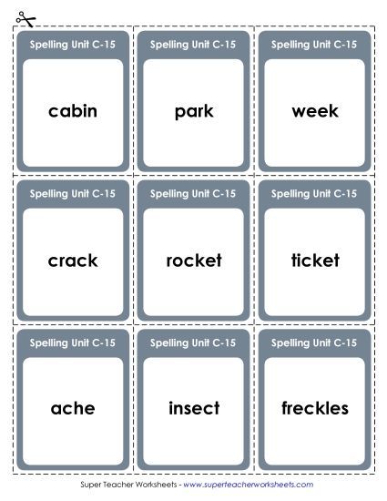Flashcards and Word Wheel - Flashcards (C-15) (Printable PDF Worksheet)