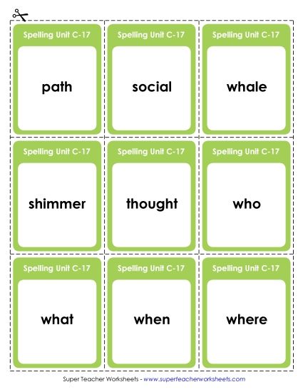 Flashcards and Word Wheel - Flashcards (C-17) (Printable PDF Worksheet)