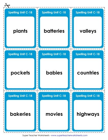 Flashcards and Word Wheel - Flashcards (C-18) (Printable PDF Worksheet)