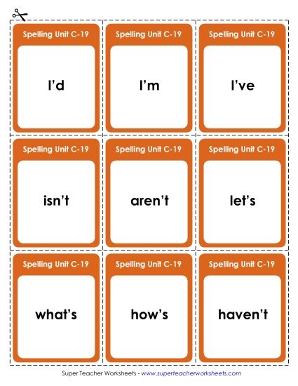 Flashcards and Word Wheel - Flashcards (C-19) (Printable PDF Worksheet)