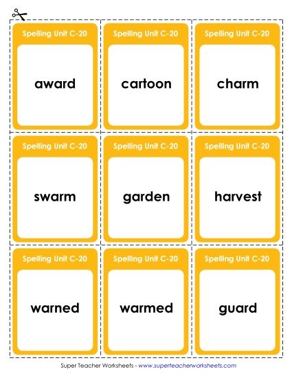 Flashcards - Flashcards (C-20) (Printable PDF Worksheet)