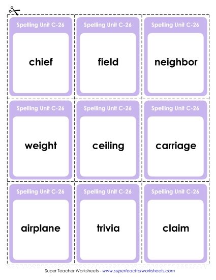 Flashcards and Word Wheel - Flashcards (C-26) (Printable PDF Worksheet)