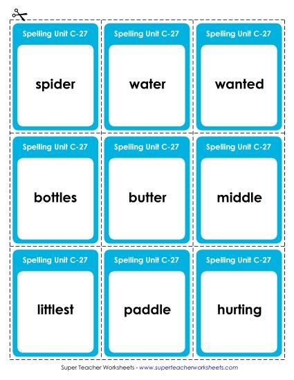 Flashcards and Word Wheel - Flashcards (C-27) (Printable PDF Worksheet)