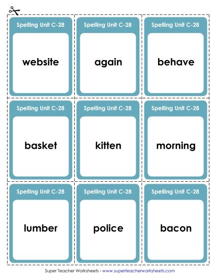 Flashcards and and Word Wheel - Flashcards (C-28) (Printable PDF Worksheet)