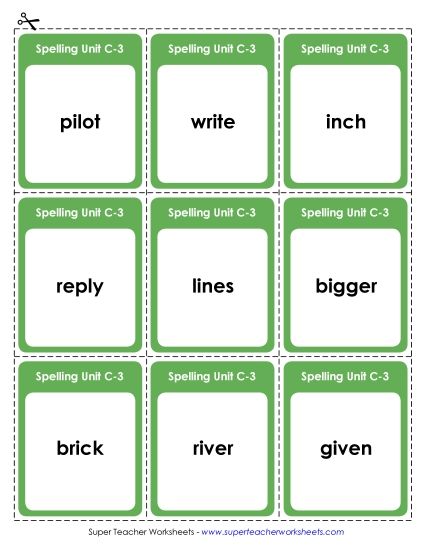 Flashcards and Word Wheel - Flashcards (C-3) (Printable PDF Worksheet)