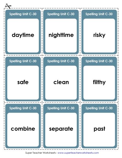 Flashcards and Word Wheel - Flashcards (C-30) (Printable PDF Worksheet)