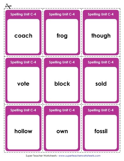 Flashcards and Word Wheel - Flashcards (C-4) (Printable PDF Worksheet)