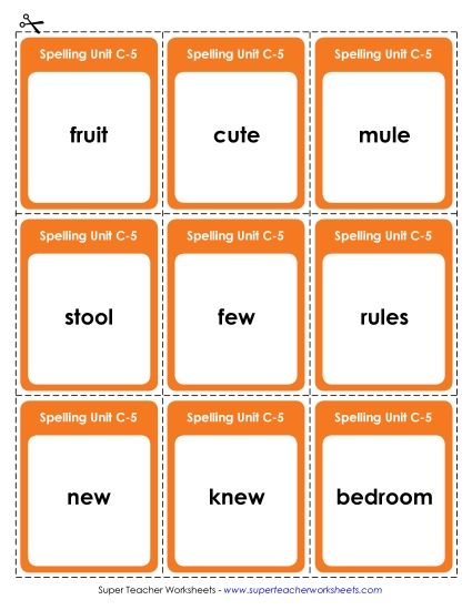 Flashcards and Word Wheel - Flashcards (C-5) (Printable PDF Worksheet)