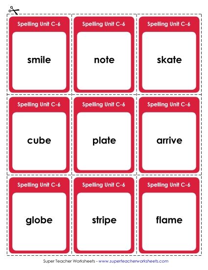 Flashcards and Word Wheel - Flashcards (C-6) (Printable PDF Worksheet)