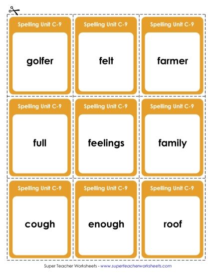 Flashcards and Word Wheel - Flashcards (C-9) (Printable PDF Worksheet)