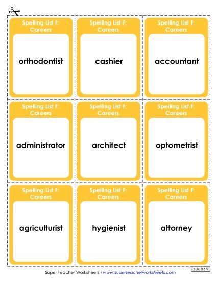 Flashcards - Flashcards (Careers) (Printable PDF Worksheet)