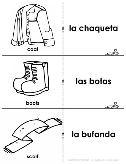 Clothing (Las ropas) - Flashcards: Clothes 2 (Printable PDF Worksheet)