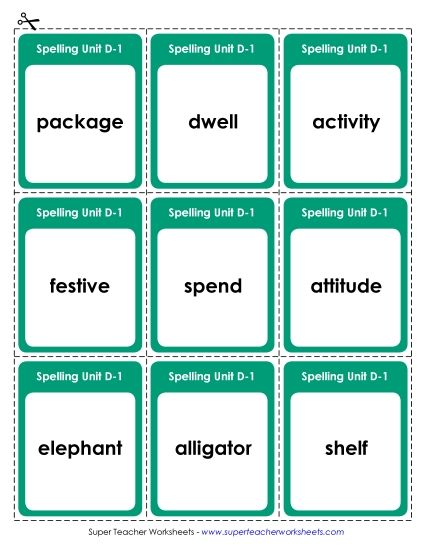 Flashcards - Flashcards (D-1) (Printable PDF Worksheet)