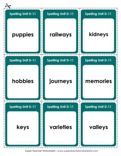 Flashcards - Flashcards (D-11) (Printable PDF Worksheet)