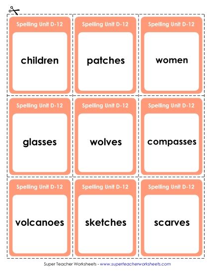 Flashcards - Flashcards (D-12) (Printable PDF Worksheet)